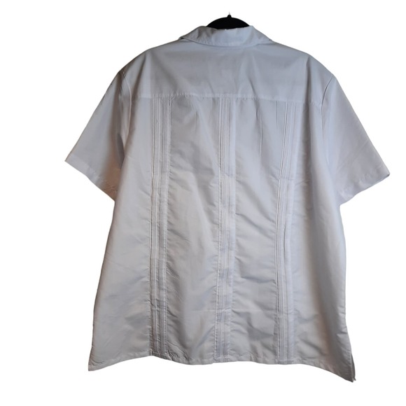 HABAND GUAYABERA MEN'S WHITE SIZE XL EMBROIDERED SNAP-UP SHORT SLEEVE POCKETS - Picture 5 of 8